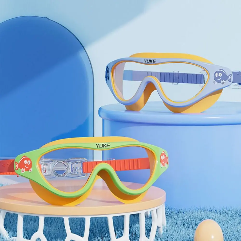 

Waterproof Big Frame Swim Goggles Soft Silicone with Earplugs Children Swim Glasses Anti Fog HD Vision Swimming Eyewear for Kids