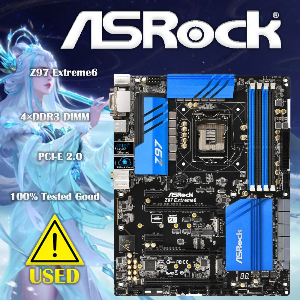 

Б/у ASRock LGA1150 Z97 материнская плата Z97 extreme me6 USB3.0 SATA3 DDR3