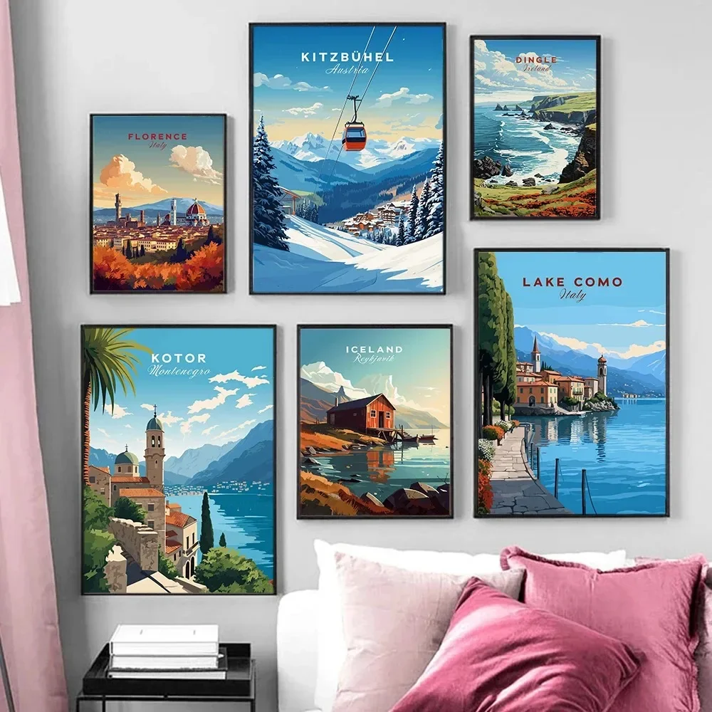 جدار الفن إيطاليا اليونانية اسبانيا ألمانيا أيسلندا فرنسا اليونان الدنمارك المشهد المشارك وقماش اللوحة صورة لغرفة المنزل ديكو #2