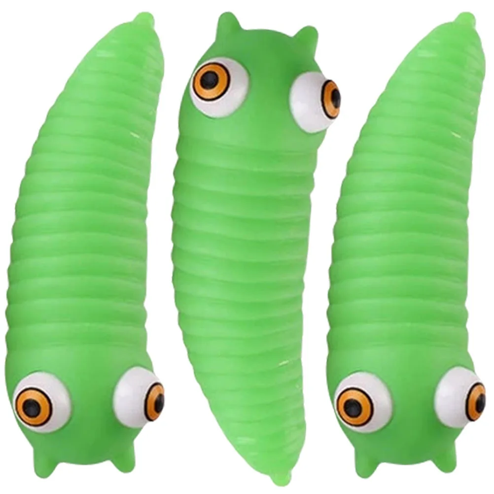 3 pçs durável pvc fidget caterpillar sensorial espremer alívio do estresse descompressão divertido presente caterpillar brinquedo sensorial brinquedos