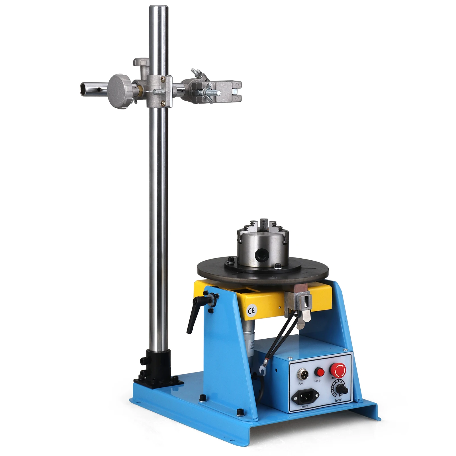 10KG Rotary Welding Positioner 0-90º Turntable Stepless Speed Tilte Table Three-jaw Annular Welding Positioning Machine