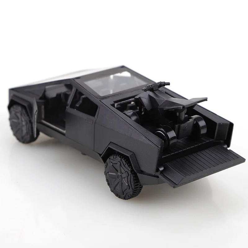 (袋入り) 1:36 合金製ピックアップ サイバートラック プルバックカー コレクション 男の子と子供向け、大型1台と小型1台のヴィンテージおもちゃ車