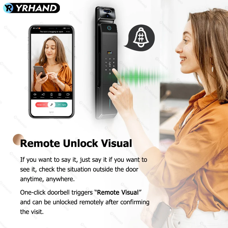 Real Time Intercom Palm Vein Recognition Intelligente Tuya Wifi  3DFace Unlock Outdoor Front Smart Digital Door Lock With Camera