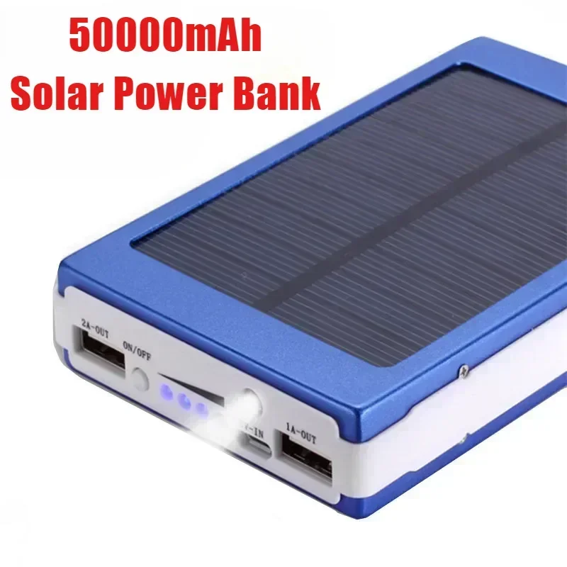 

New 50000mAh Solar Power Bank Outdoor Wild Fishing Camping Large Capacity Fast Charging for iPhone Samsung Android Xiaomi Type-C