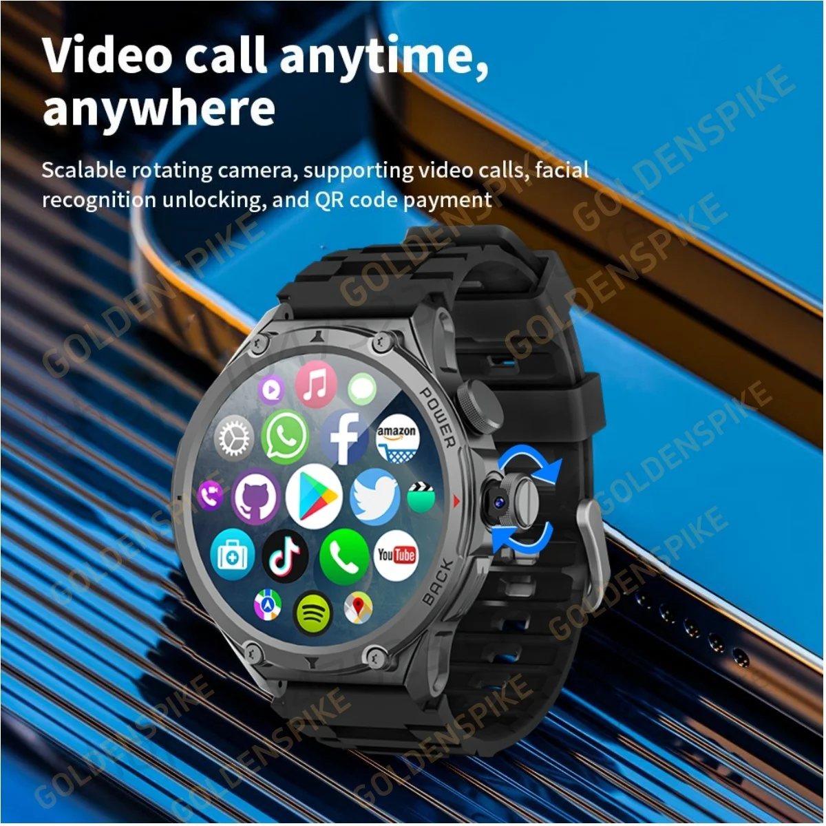 

H12 Smartwatch 4G WIFI SIM Card 4G LTE 1.6 inch Amoled 490*490 Rotary Cameras Video Call GPS Play Store App Download Smart Watch