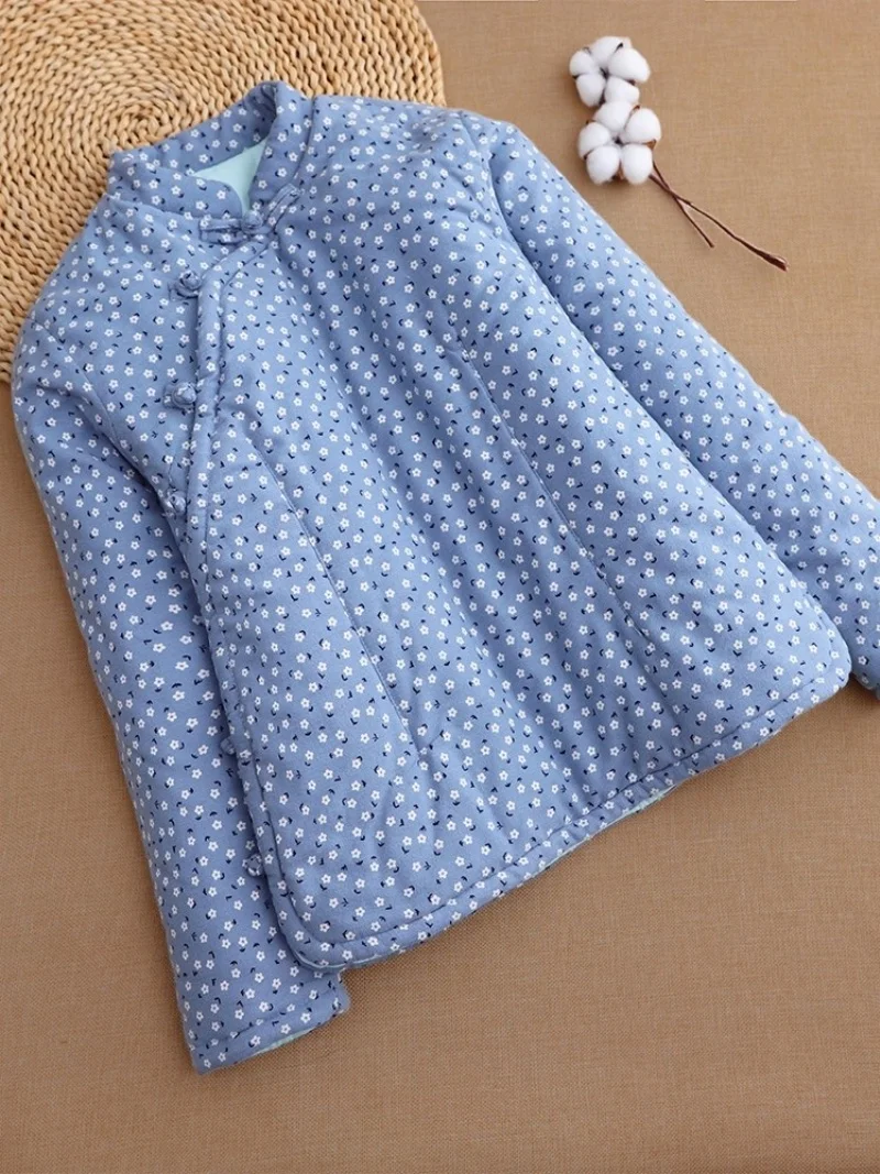 القطن الخالص وسادة مبطنة للنساء جديد النمط الصيني مشبك سليم صالح سميكة ودافئة الرجعية الخريف الشتاء معطف أعلى w342