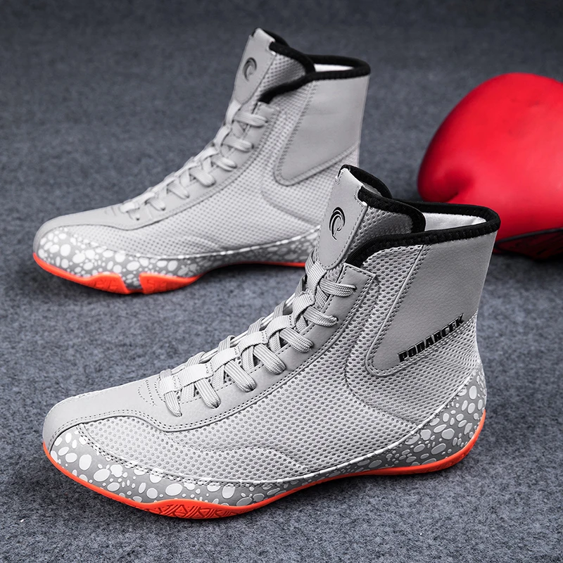 Original 2026 Herren-Wrestlingschuhe für Training, Fitnessstudio, Kampfsport und Boxen – Grau_voghion.com