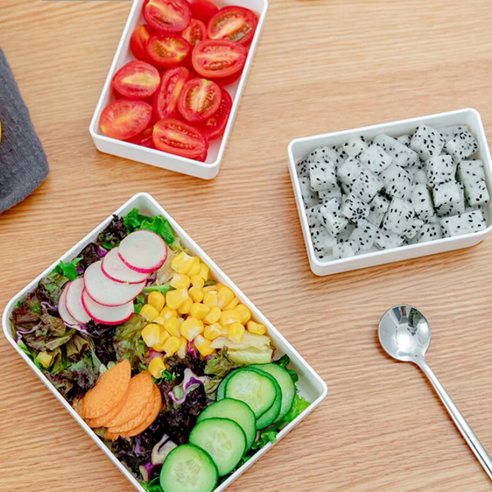 

1Pcs Microwave Heating Lunch Box White Single Layer Compartment Portable Plastic Bento Container Office School Picnic Food