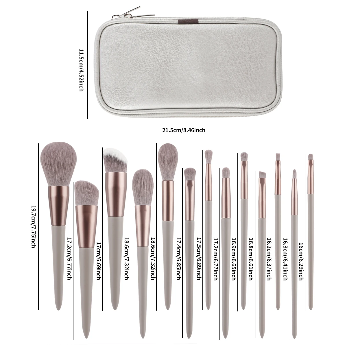 Juego de 13 Uds de brochas de maquillaje profesionales portátiles con bolsa de cosméticos, brocha Podwer para mezclar sombra de ojos, Kit de herramientas de belleza para maquillaje