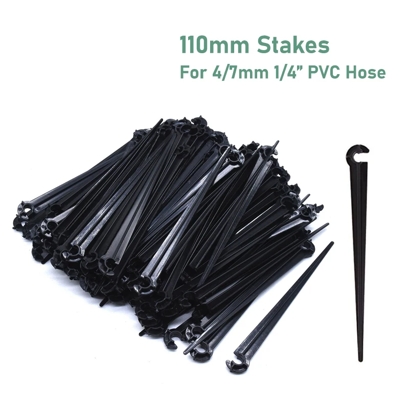 50-1000PCS Garden 4/7 Hose Stakes Fixed Stems Holder Support 11cm for Drip Irrigation 4/7mm Hose Pipe Inserting Ground