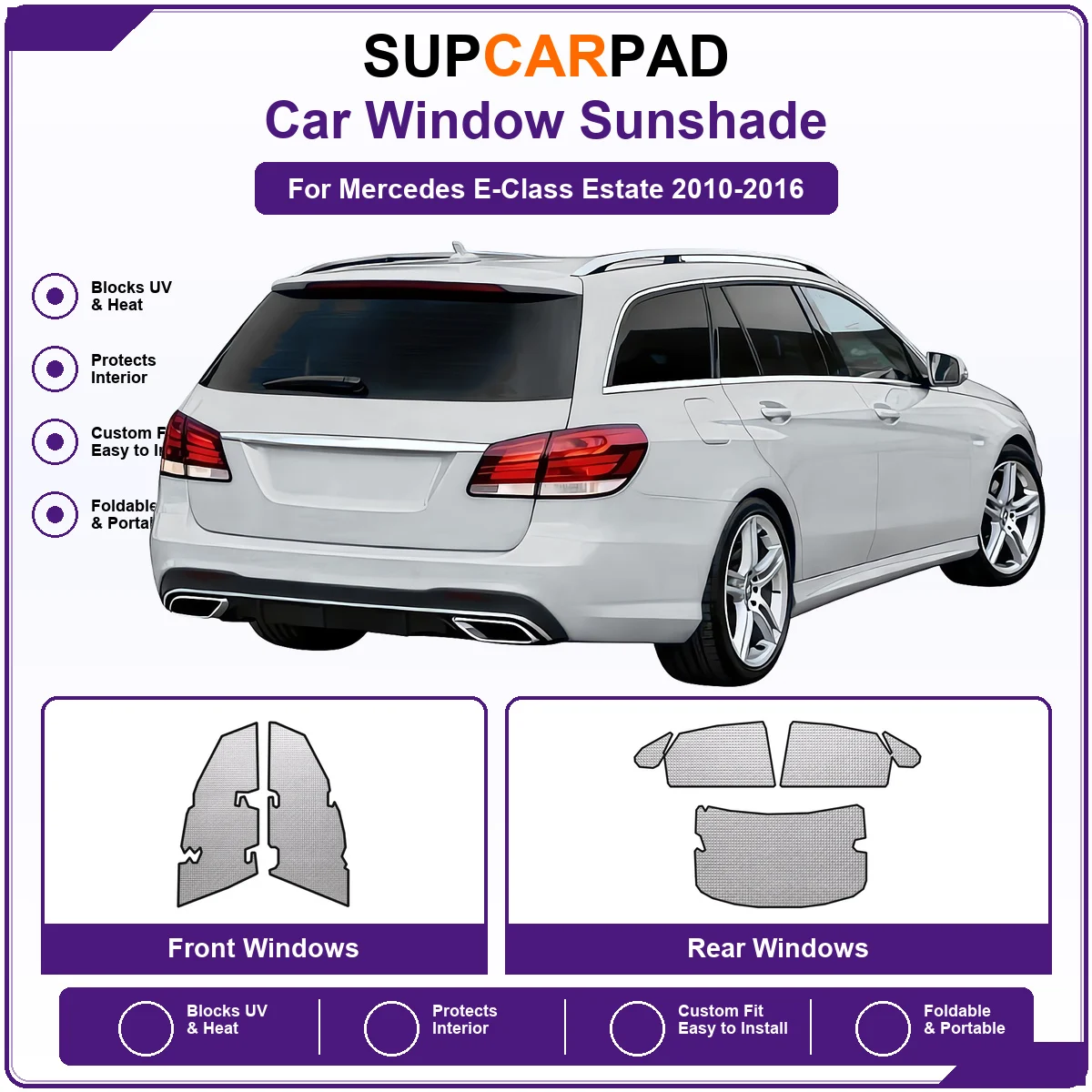 For Mercedes E-Class Estate 2010-2016 Pre‑Cut Auto Window Sunshade Anti‑UV Car Sun Visor Protector