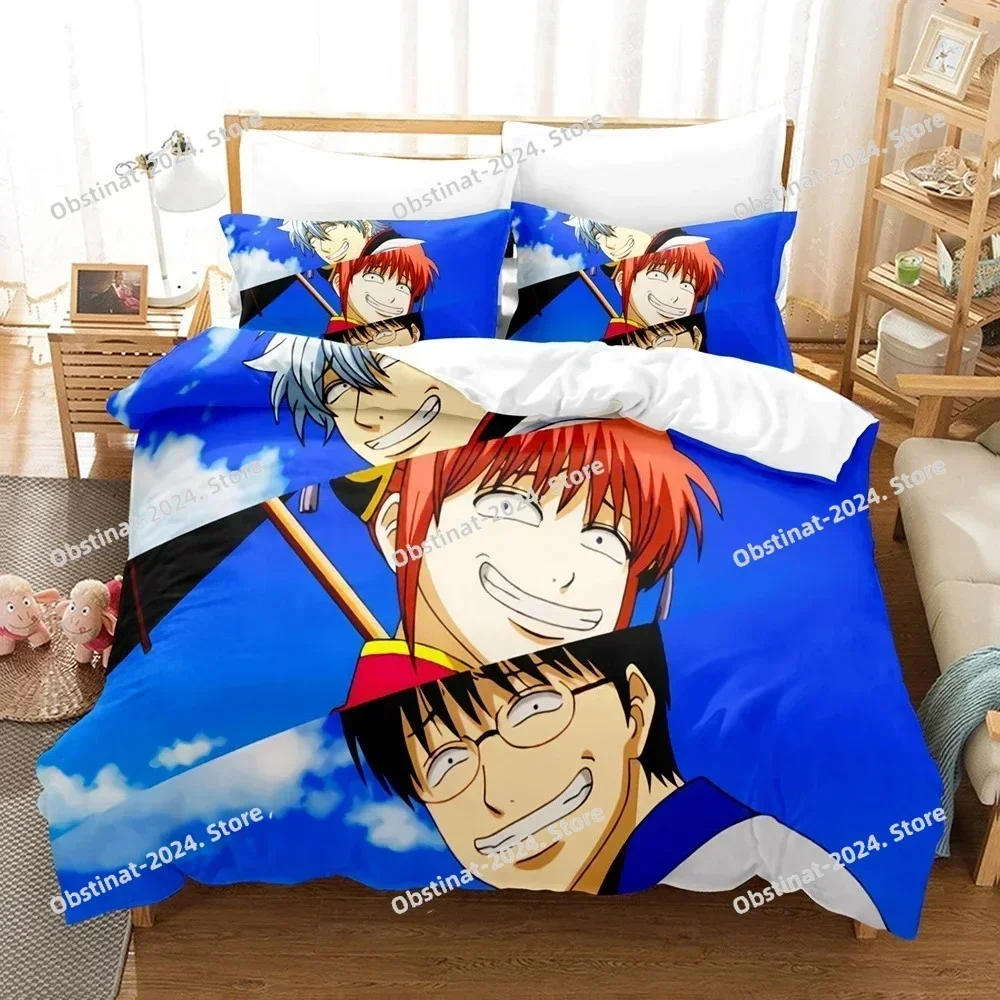 3D Gintama Bedding Set Anime Gintoki Sakata Printed single Comforter Quilt Duvet Cover Pillow Case 3 Pieces Sets Kids Adult Size