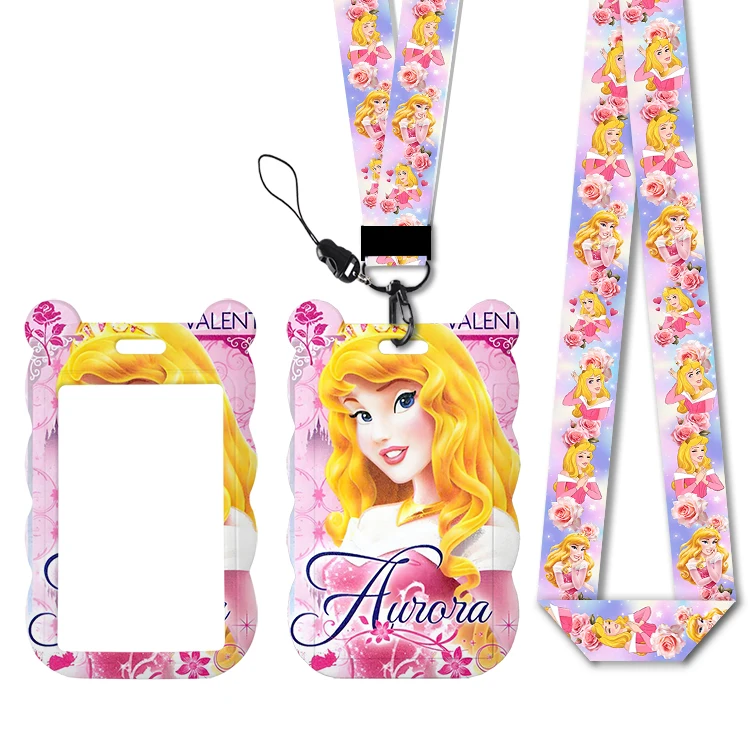 

Disney Aurora Princess Sleeping Beauty Lanyards Id Badge Holder Strap Work Card Bus Access Card Holder Keychains Accessories