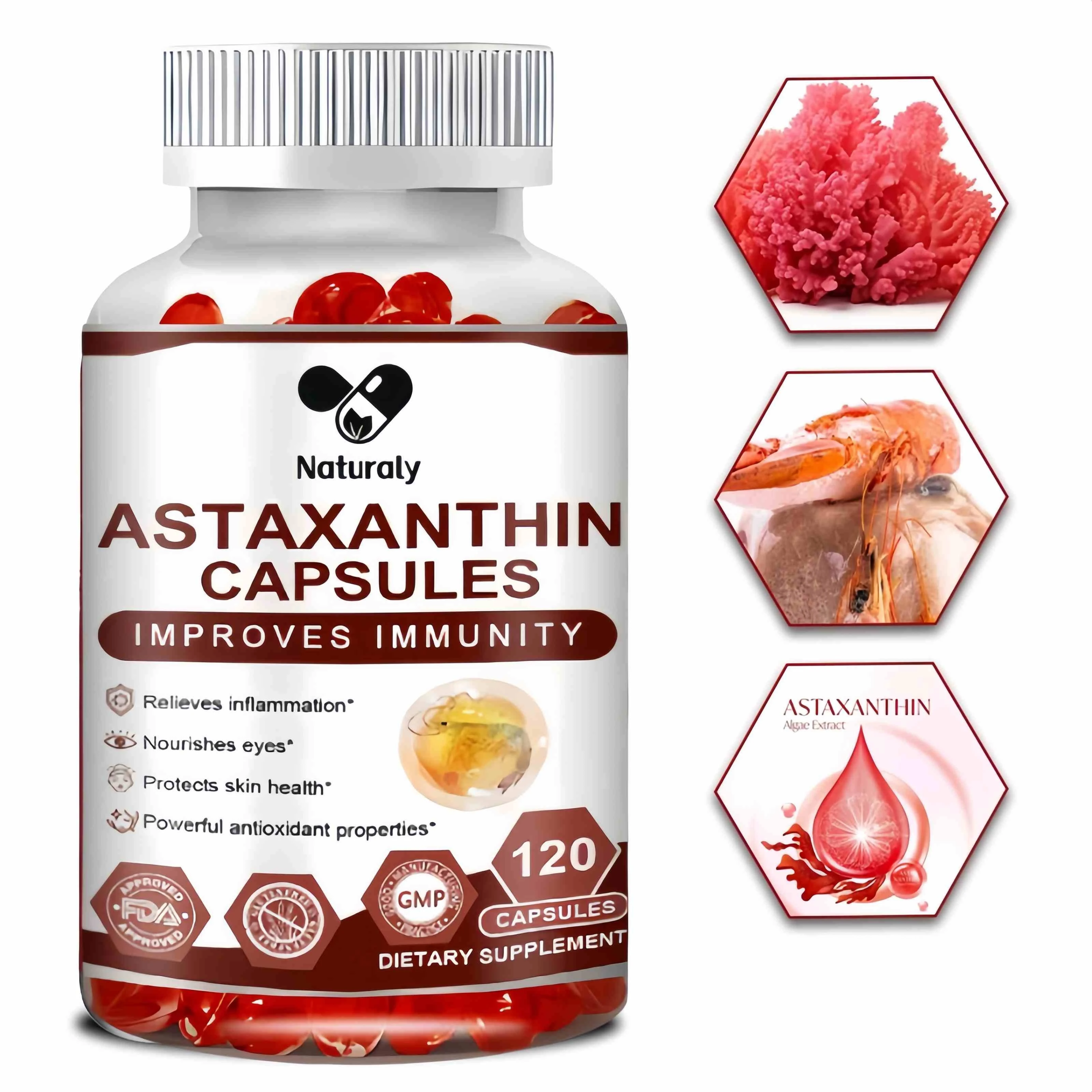 Astaxanthin Supplement Capsules for Maximum Cardiovascular Health Accelerated Metabolism Supporting Eye Joint Health