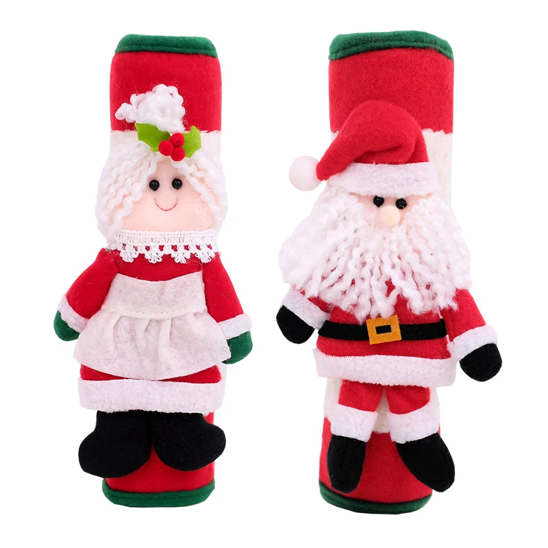 1Pair Christmas Refrigerator Door Handle Cover Kitchen Appliances Glove Protector Cover Christmas Decorations Home Accessories