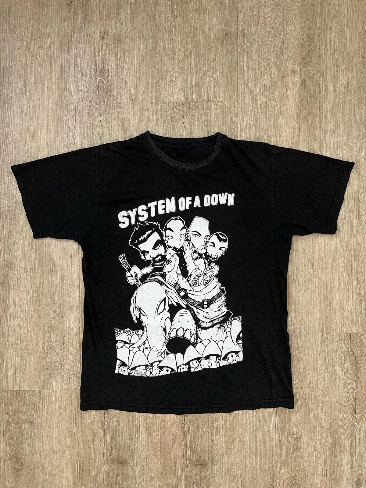 

Vtg System Of A Down Elephant T Shirt Black Mens S M Y2K Distressed