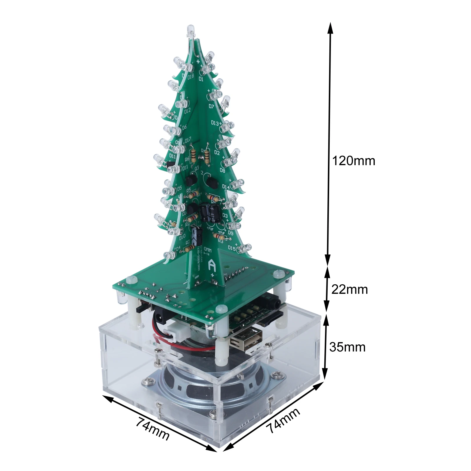 Kit albero di natale fai da te RGB Audio LED lampeggiante musica ruota Suite elettronica pratica di saldatura amplificatore compatibile con Bluetooth