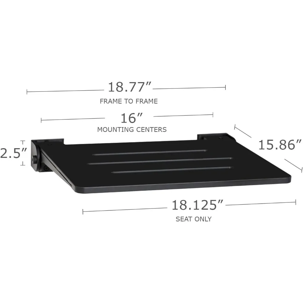 Imagem -05 - Impermeável e Durável Banco do Chuveiro Assento Silhueta Slimline Folding Wall Mount Matte Black Frame 18