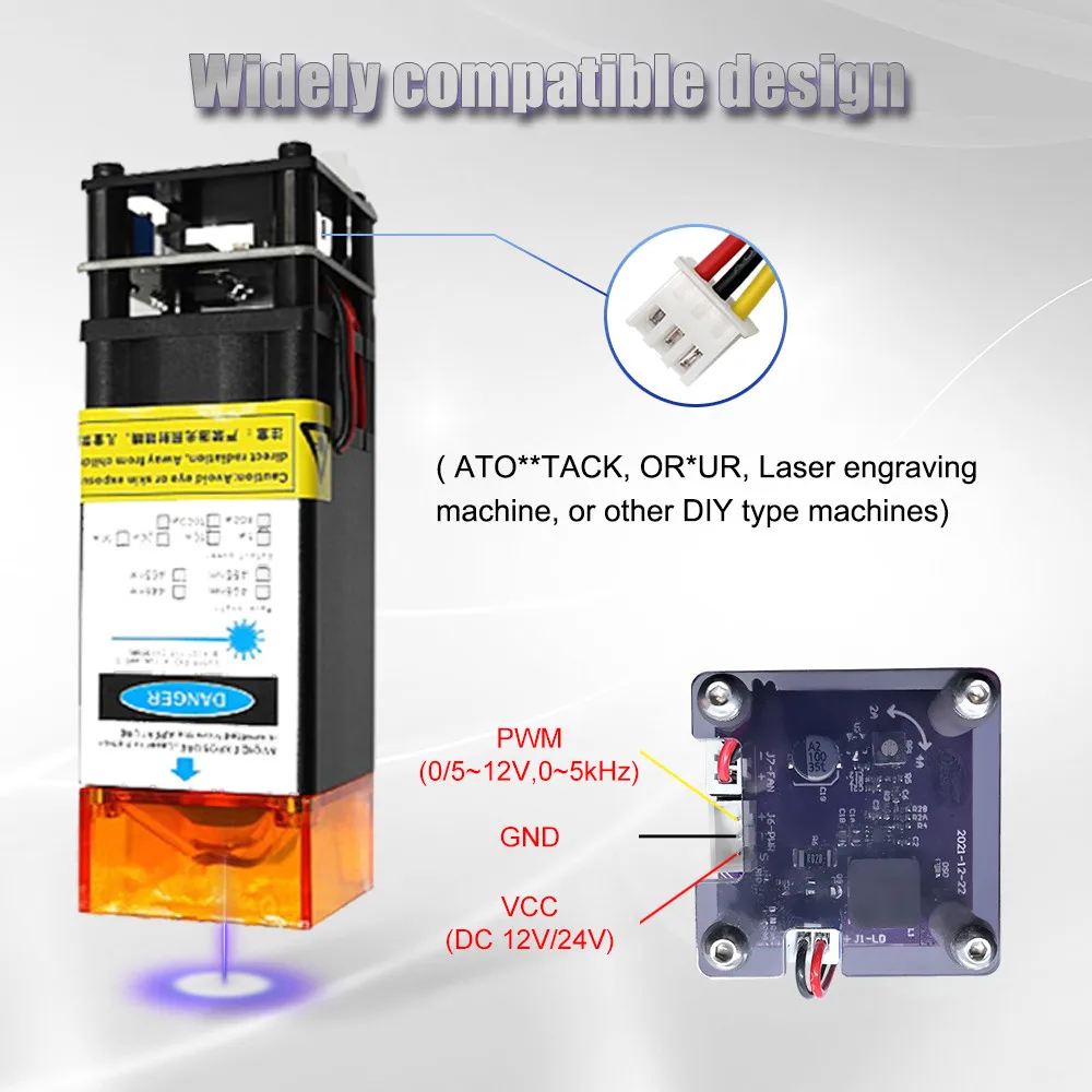 NUOF 40W 80W Laser Module Laser Head 450nm Blue Laser TTL Module Home DIY Laser Engraving Machine Wood Marking Cutting Tool