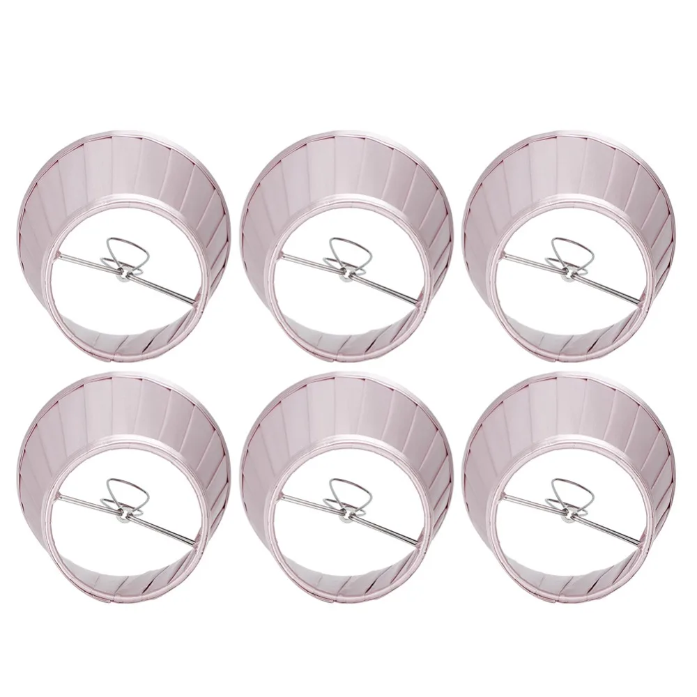 

6PCS Pink Purple Lampshade Replacement Clip On Design Lightweight Light Cover Shade Fabric Small Lamp Shades for E14 Bulb