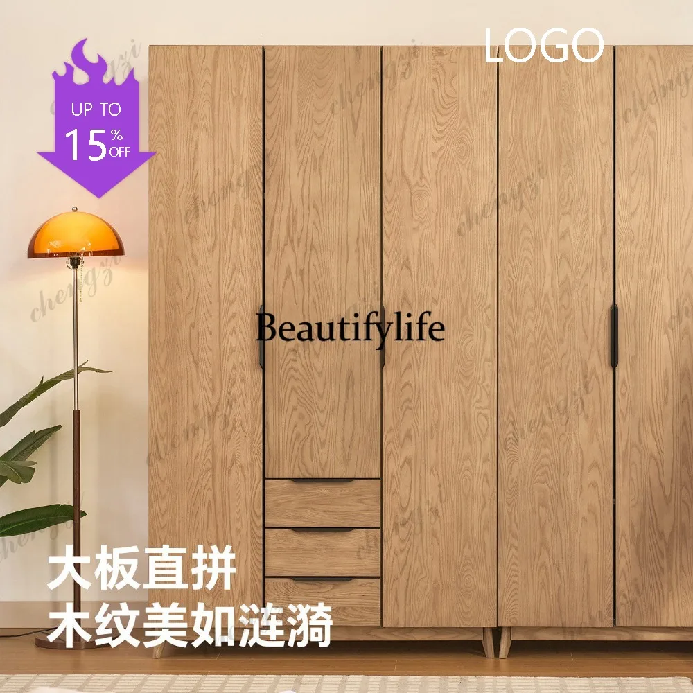 M183 North American ash wood four-door wardrobe swing door all solid wood bedroom storage large wardrobe