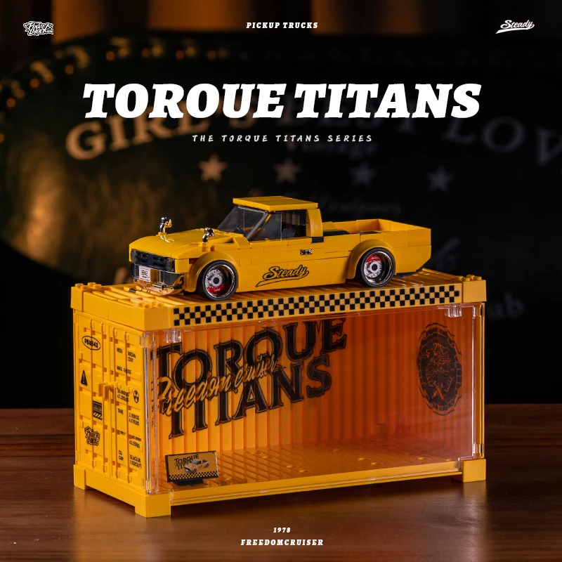 

Vintage Blue Pickup Truck Building Blocks Set - 8-Section Toy Car, ABS Material, Ideal for Birthday, Party, Easter Gifts & Colle