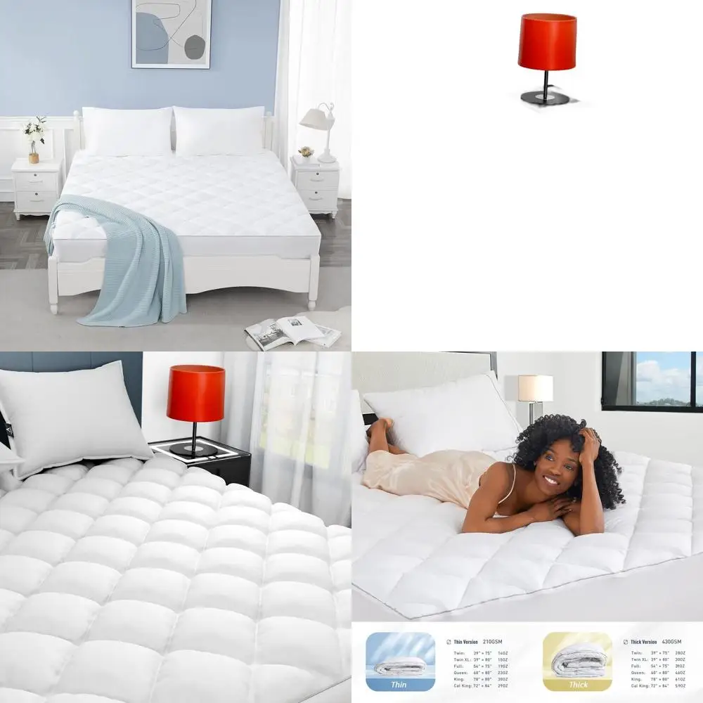 

Hypoallergenic Cotton Mattress Pad, 18-22 Deep Pocket Quilted Protector, Breathable & Noiseless