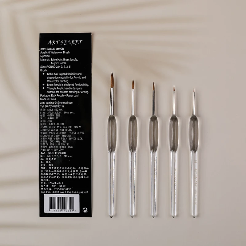 ArtSecret 550GD 5 قطعة/المجموعة غرامة اليد رسمت رقيقة هوك خط القلم الرسم الفن القلم الطلاء فرشاة النايلون فرشاة الاكريليك وازم الفن #4