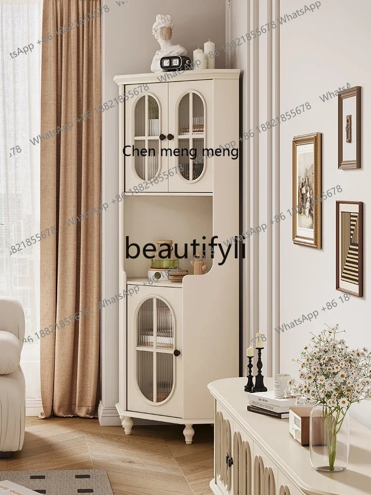 E153 smt1 wind all solid wood corner cabinet small apartment tea cabinet living room rack against the wall triangular dining sid