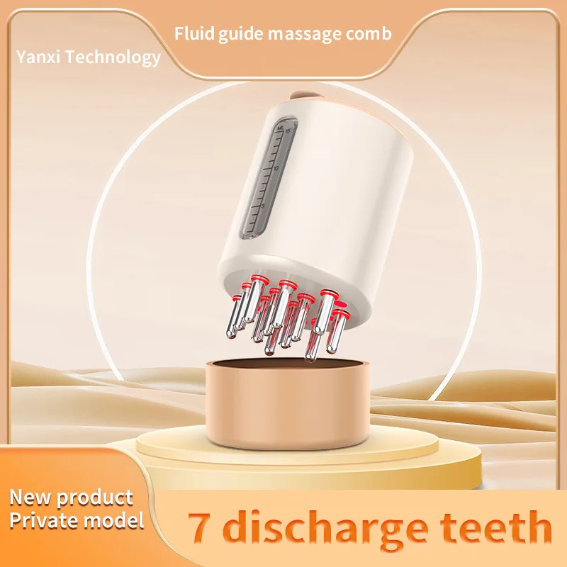 

Electric Fluid Guide Massage Comb Red Light Care Vibration Massage EMS Micro Current IPX5 Waterproof Massager Comb