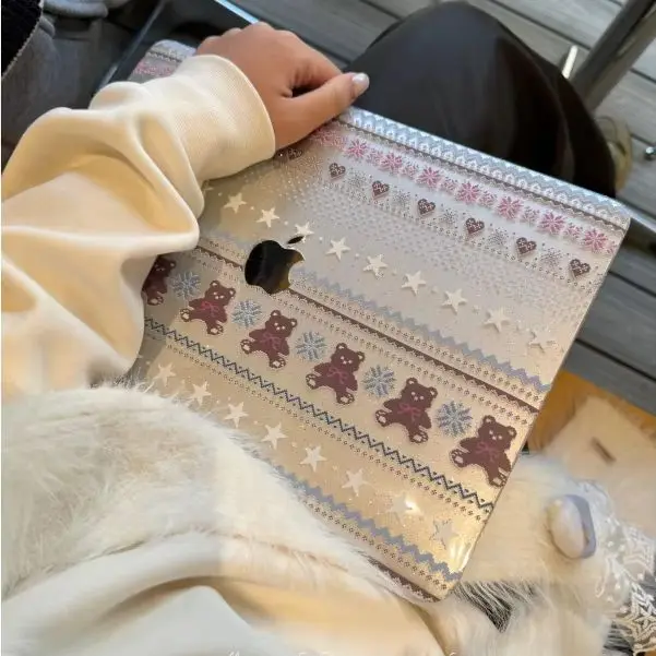 

Ins Star Bear Sparkling Laptop Cover For Macbook Air 13 15inch NEO A3404 M5 M4 A3113 A3241 A2941 A2337 Pro 14 16 M3 M2 M1 Cover