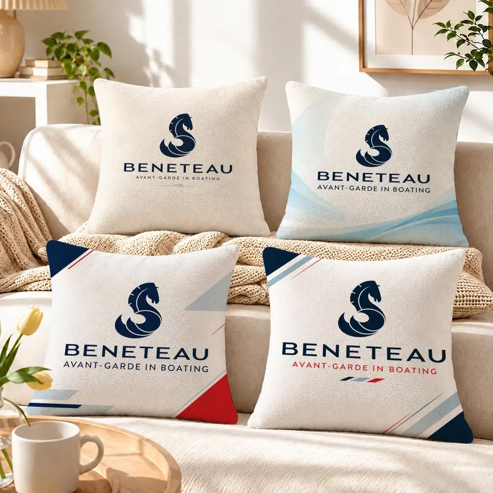 Brand Beneteau Cushion Cover Soft Short‑Plush Pillowcase, Decor for Sofa & Bedroom, Perfect Holiday Gif