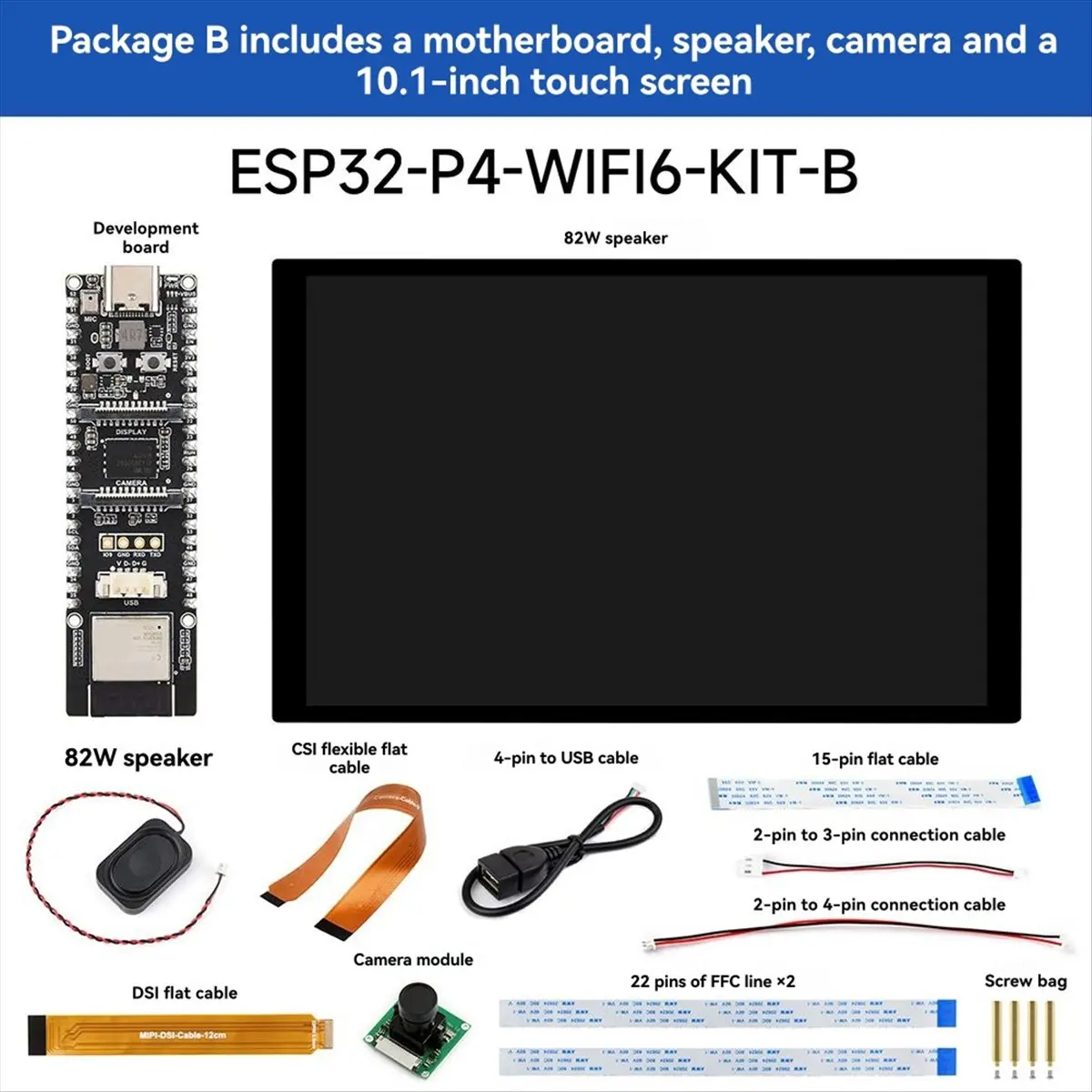 

(ABDH) ESP32-P4 Development Board WIFI6 RISC-V MCU 32MB PSRAM 32MB Flash CSI Camera Audio Speaker Mic for AI Deepseek W/Screen