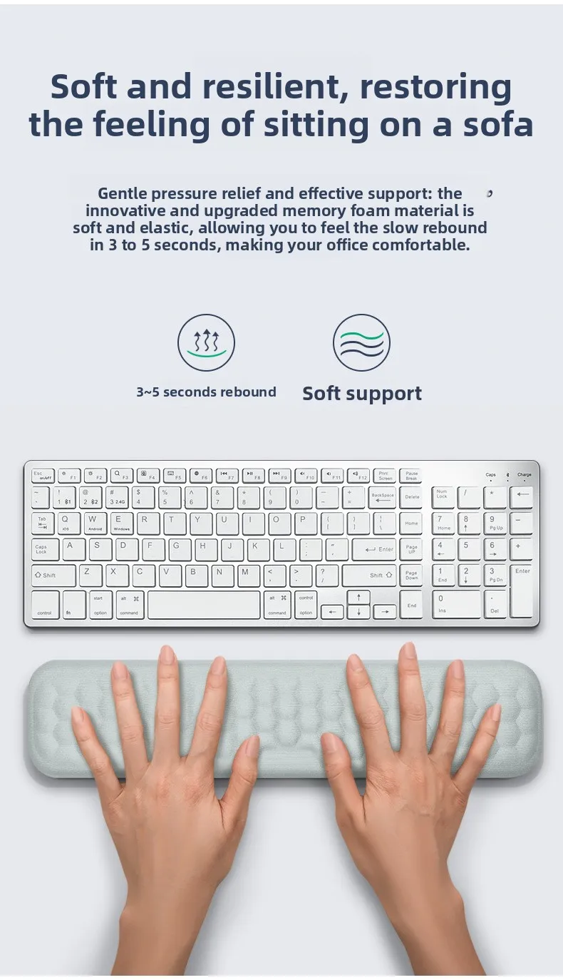 Memory-Schaum Handgelenkauflage Set Tastatur-Mauspad Ergonomische Schreibtischunterlage für Büro und Gaming 4 Größen Grau Schwarz Leder – Detail 7