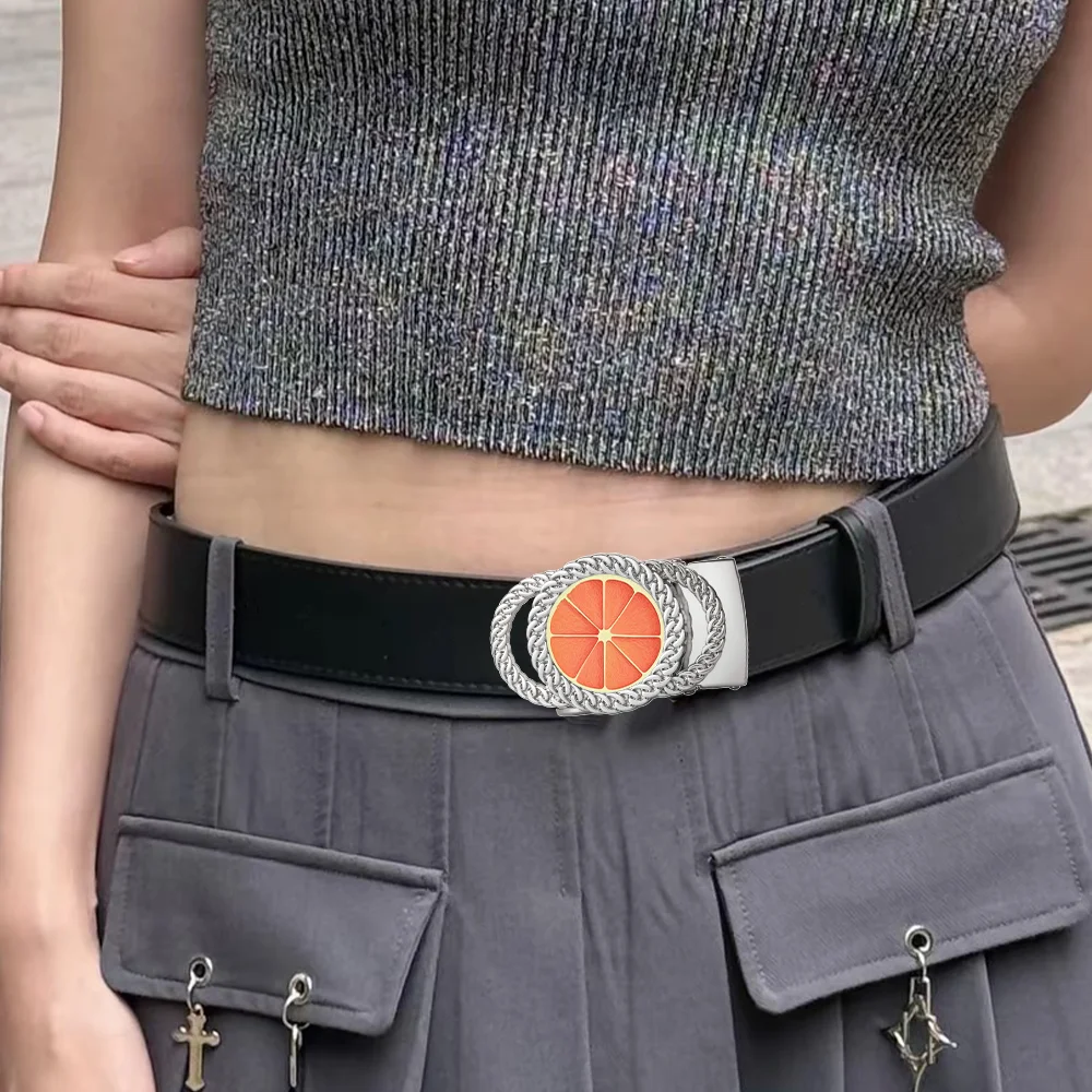 Lemon Slice Automatic Ratchet Belt Buckle Fashion Personalized Waist Accessory Gift for Friends