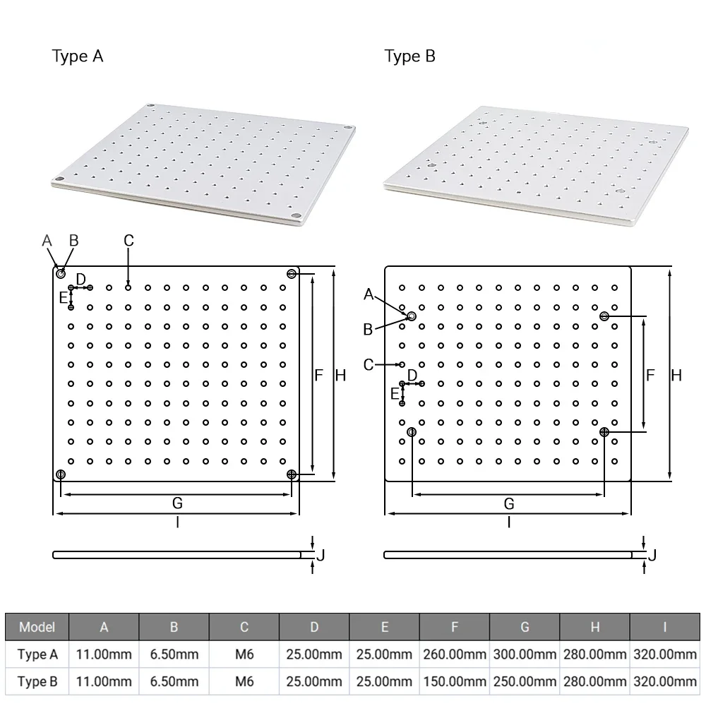 Openbuilds 280x320x8mm 5052 Aluminum Optical Experiment Plate High Magnetic Conductivity Workbench Breadboard Table Platform