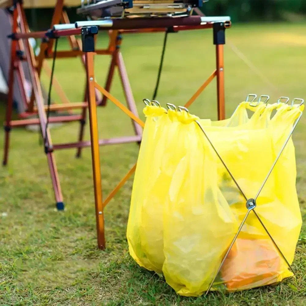 Foldable Camping Hanging Holder Portable Outdoor Trash Bag Stand Garbage Rack