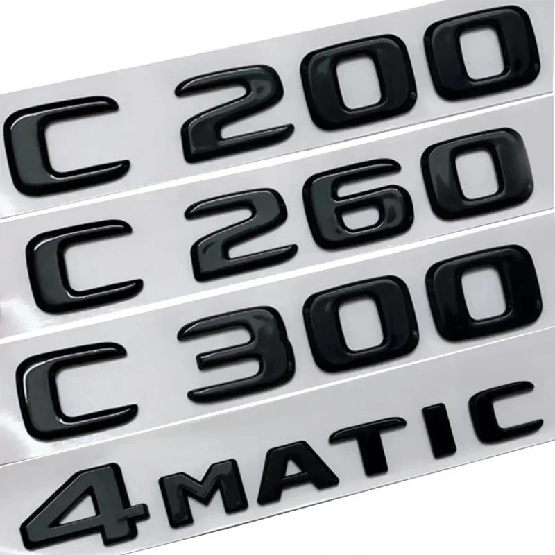 

3D ABS Black For Mercedes Benz C200 C220 C250 C300 4MATIC W205 W206 W204 Car Trunk Letters Emblem Logo Badge Sticker Accessories