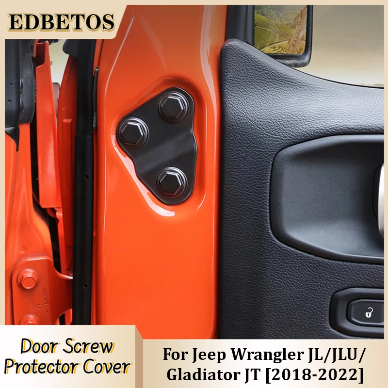 Door Screw Protector Cover Trim For 2018 2019 2020 2021 2022 Jeep Wrangler JL JT Sport S Rubicon Deluxe Sport Utility Black ABS