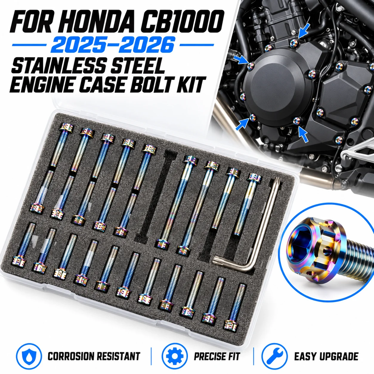 Engine Case Screws Bolt Kit For Honda CB1000 2025-2026 Stainless Steel Chain Cover Engine Hood Bolts Fastener Set Motorcycle Par