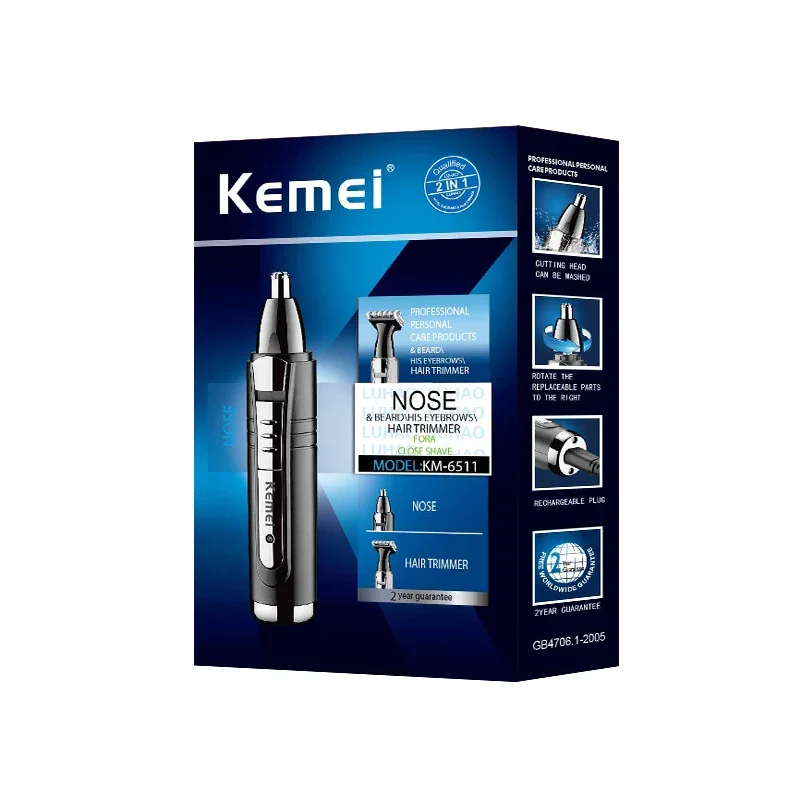 Kemei KM-6511 Nieuwe 2 In 1 Hoge Kwaliteit Neus Haar Trimmer Verwijderbare Mannelijke Neus Trimmer Maquina Cortar Pelo Profesional