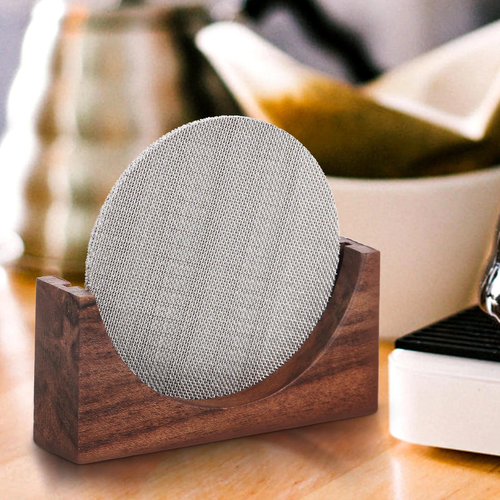 Wooden Coffee Filter Holder Stand for Espresso Puck Screen Universal Filter Organizer Storage Base Coffee Maker Accessory