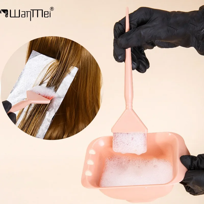 2pcs Professional Hair Coloring Bowl with Brush Barber Hair Dye Barbershop Tinting Kit Tools Hair Styling Supplies Salon WANMEI