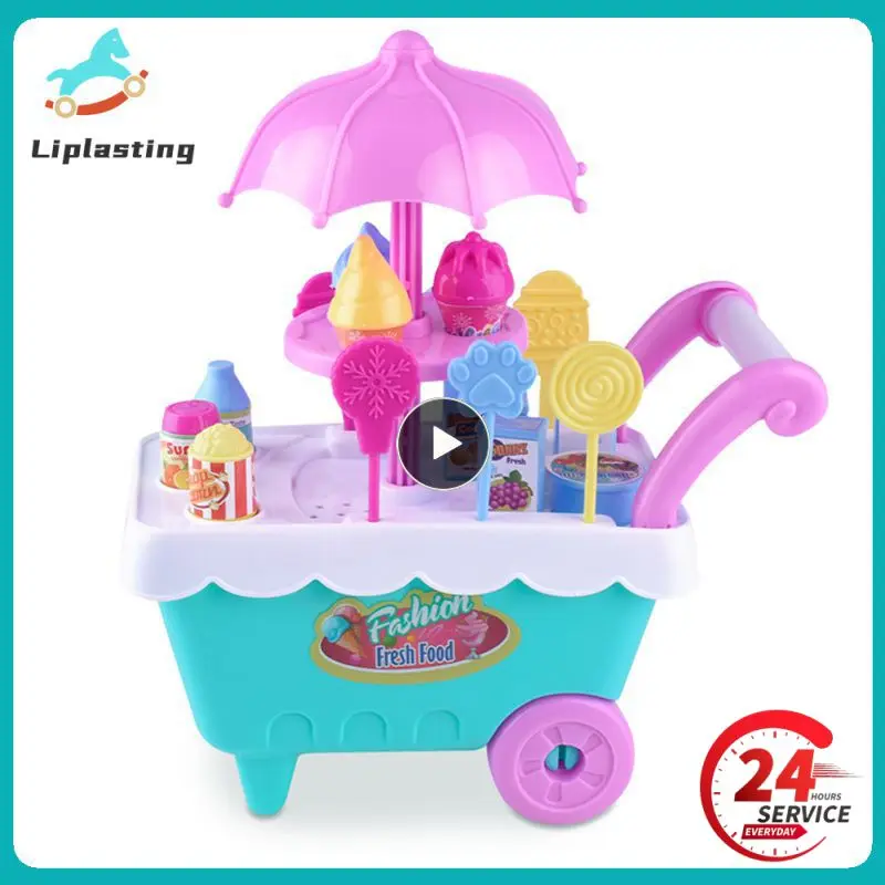 

Children Role Play Toys Mini Candy Cart Detachable Ice Cream Shop Cart Toy AN88