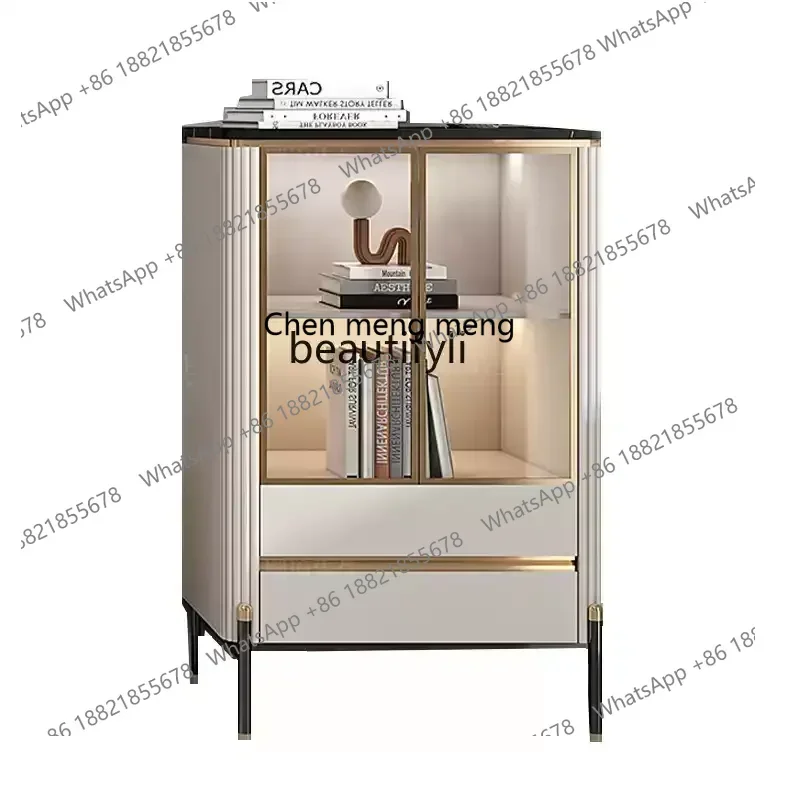 Small wine cabinet display cabinet light luxury small apartment  glass modern simple ultra-narrow small dining side cabinet