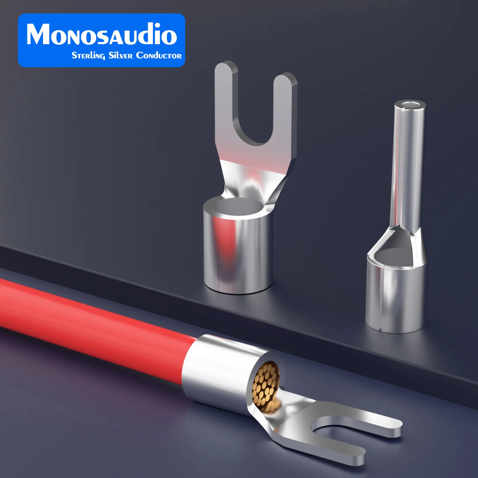 

Monosaudio Pure Silver Speaker Terminals Y Plug U-Shaped DIY Audio Connector for Ground Wire Tonearm Turntable Y6ag