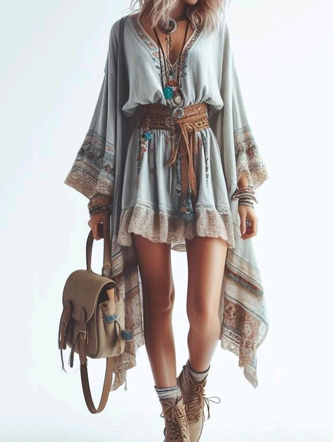 

Spring Summer Women Flare Sleeve Sexy V-Neck Hem Irregular Dress Women's Floral Print Fashion Loose Long Sleeve Mini Dresses