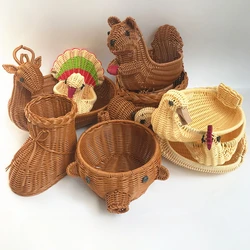 Simulated Animal Storage Bamboo Basket Vine Basket Storage Basket Home Storage Decoration Home Fruit Imitation Weaving Basket