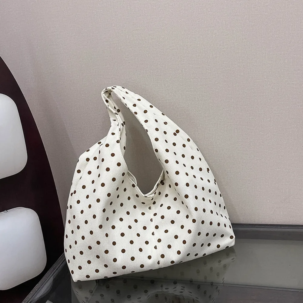 Neue Damenhandtasche mit Polka-Dot-Muster, lässige Umhängetasche aus Cord, große Tragetasche für den täglichen Pendelverkehr – Detail 17
