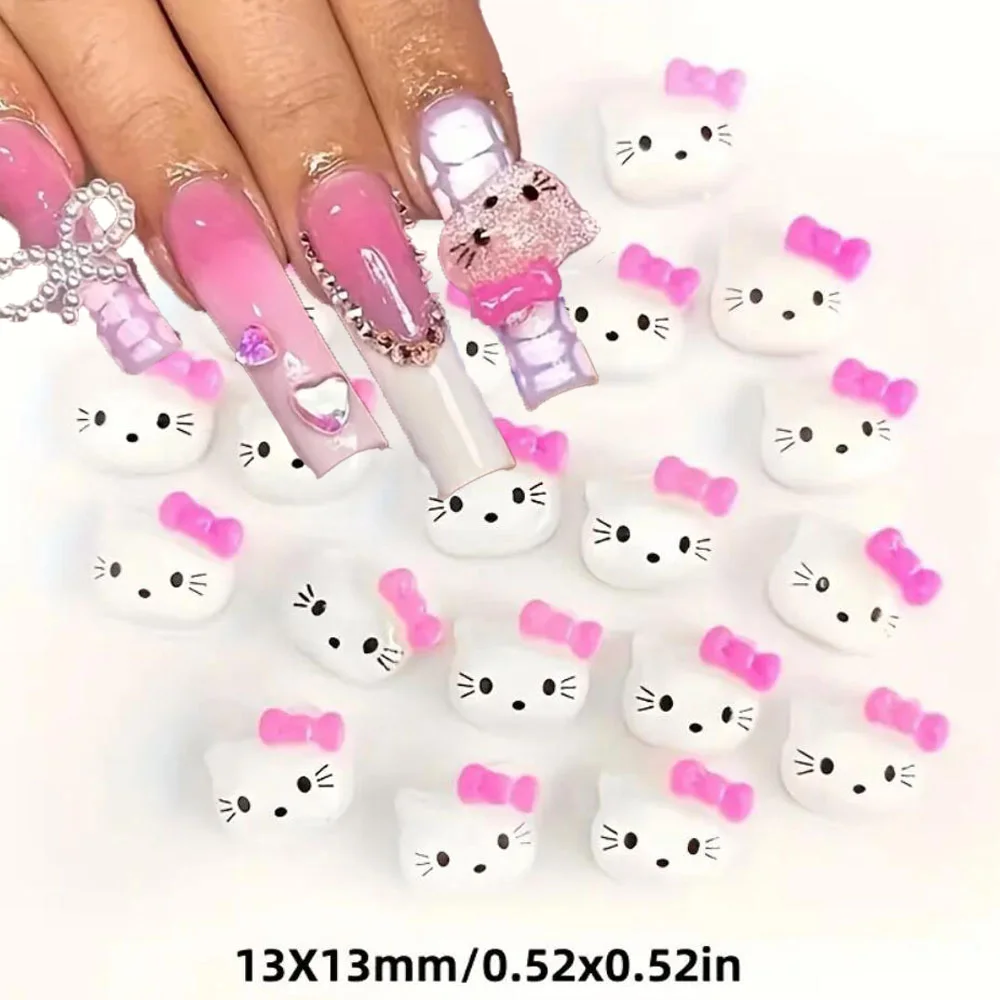 30/50PCS Mixed Sanrio Cartoon Nagel Charms Bobbi rot Hallo Kitty Kopf Nagel Tipps Dekor Kawaii Harz Y2k DIY Nagel kunst Zubehör # ^